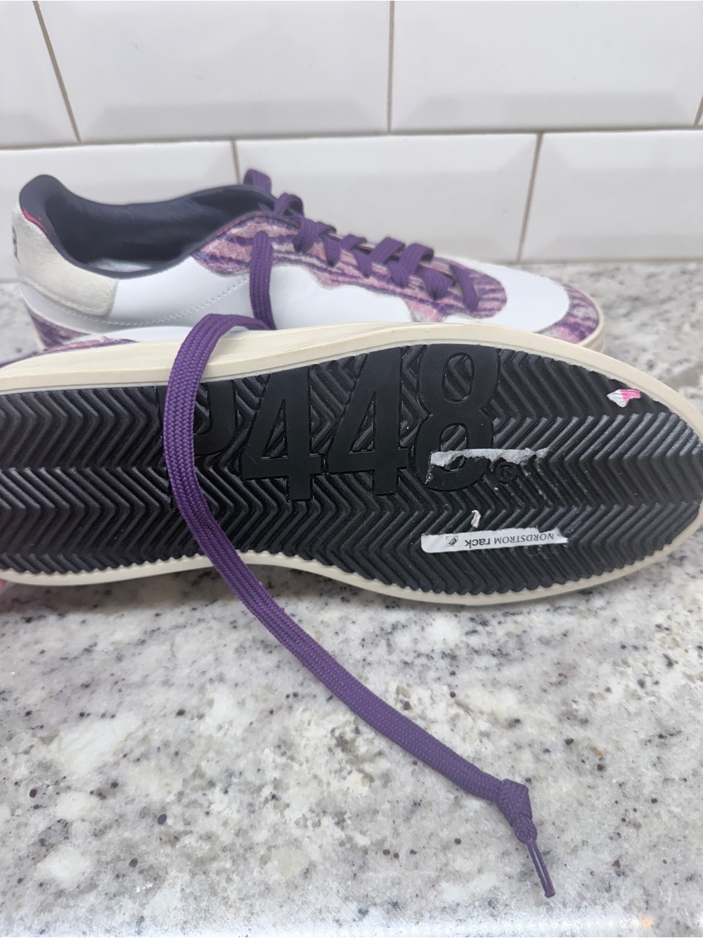 P448 White and Purple Women's Sneakers - Picture 4 of 4